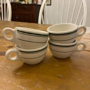 Buffalo China Classic Green Striped Restaurant Coffee Cups set 4